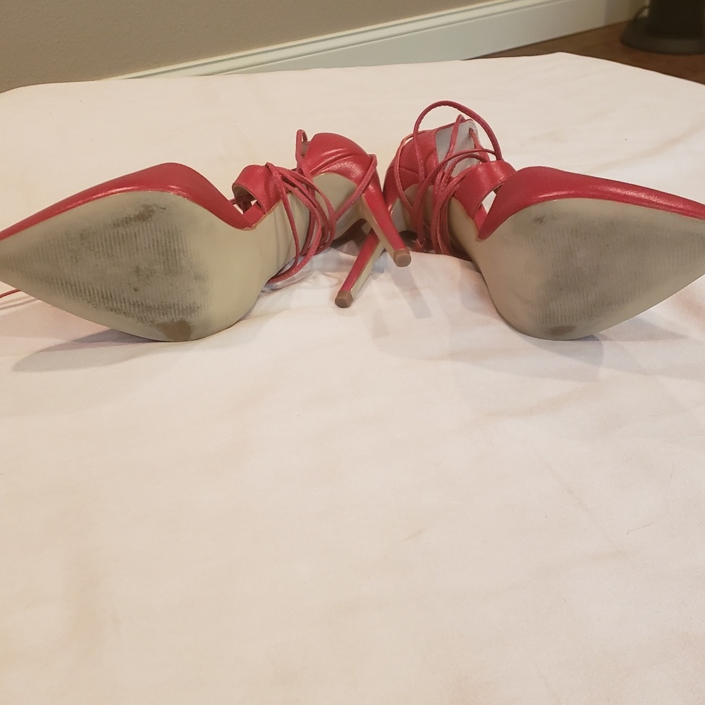 Steve Madden Red Strappy Pointed Pumps - Picture 3 of 4